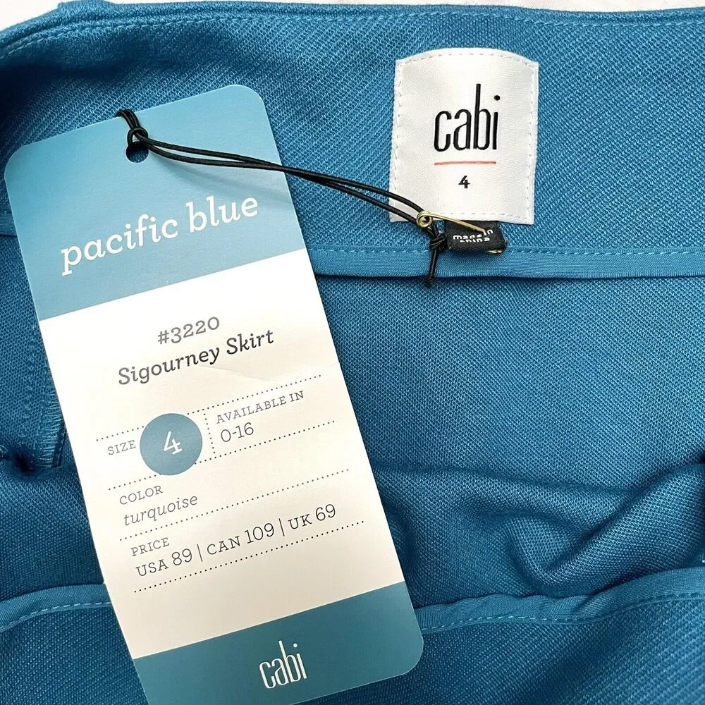 Cabi 3220 Turquoise Blue Stretch Sigourney Pencil Skirt Size 4 *NWT